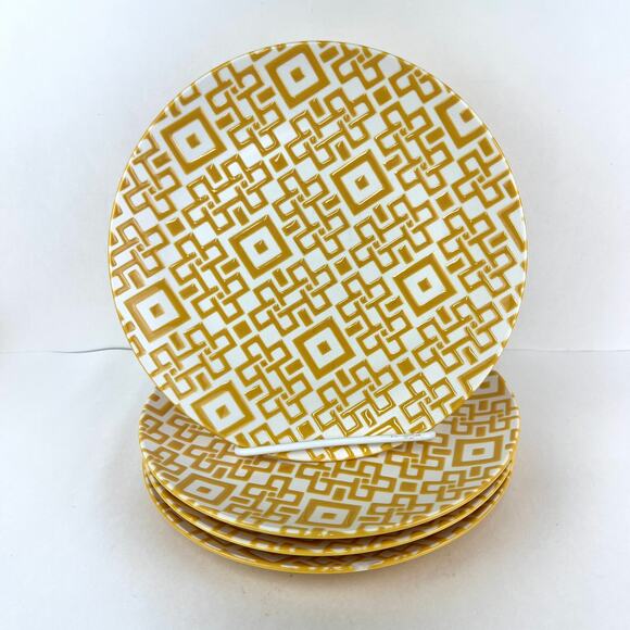 Crate and Barrel Kate Spain Chase Luncheon Salad Plates Set of 4 FLAW - Picture 1 of 7